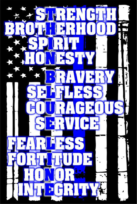 Thin Blue Line Decal-Flag of Strength and Brotherhood Reflective Exterior Decal - Powercall Sirens LLC