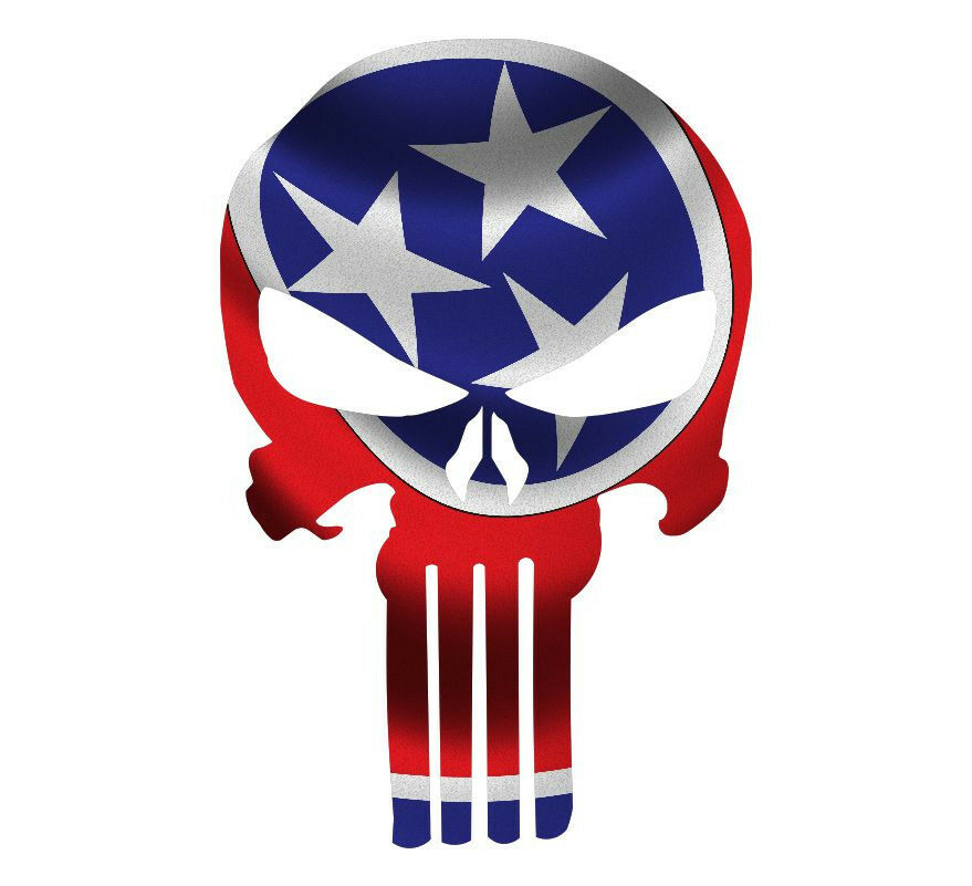 Punisher Decal State of Tennessee Flag Vinyl Decal - Various Sizes ships free - Powercall Sirens LLC
