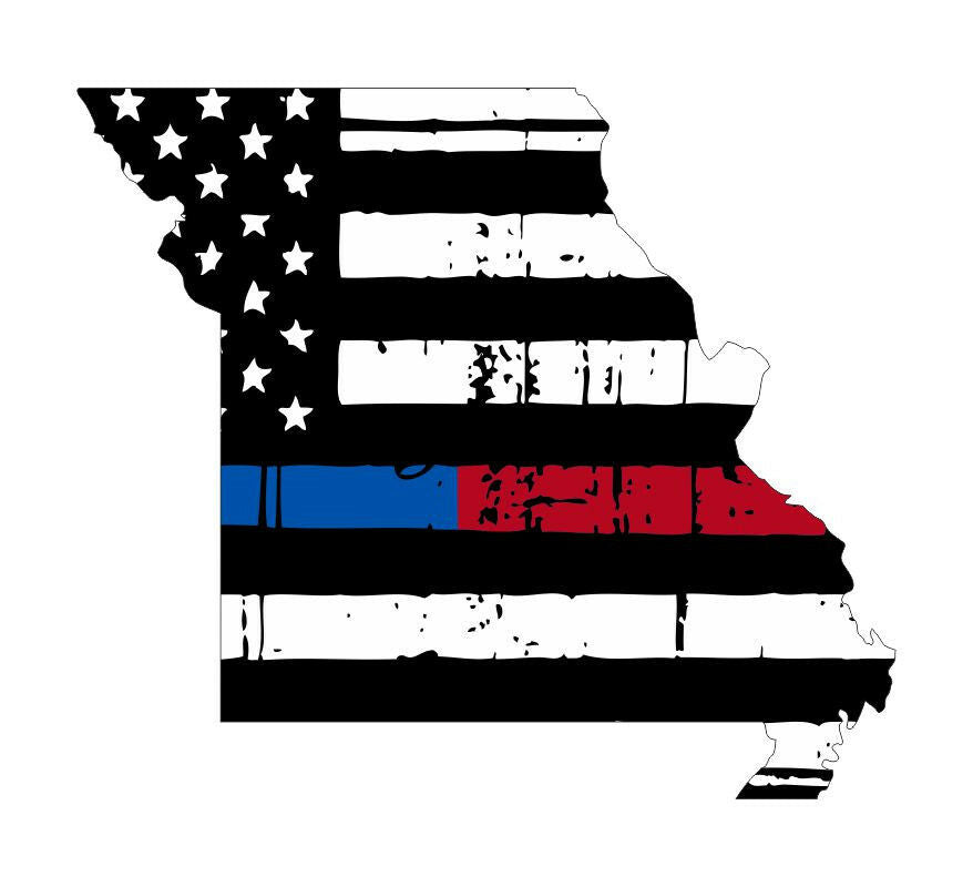 Thin blue red line decal - State of Missouri Tattered Flag Decal - Powercall Sirens LLC