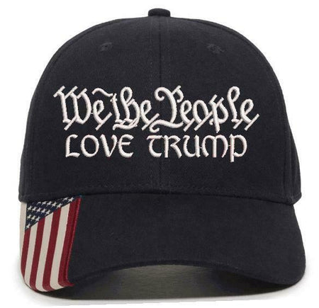 We The People "LOVE TRUMP" Embroidered Hat 2nd Amendment USA300 hat w/Flag Brim - Powercall Sirens LLC