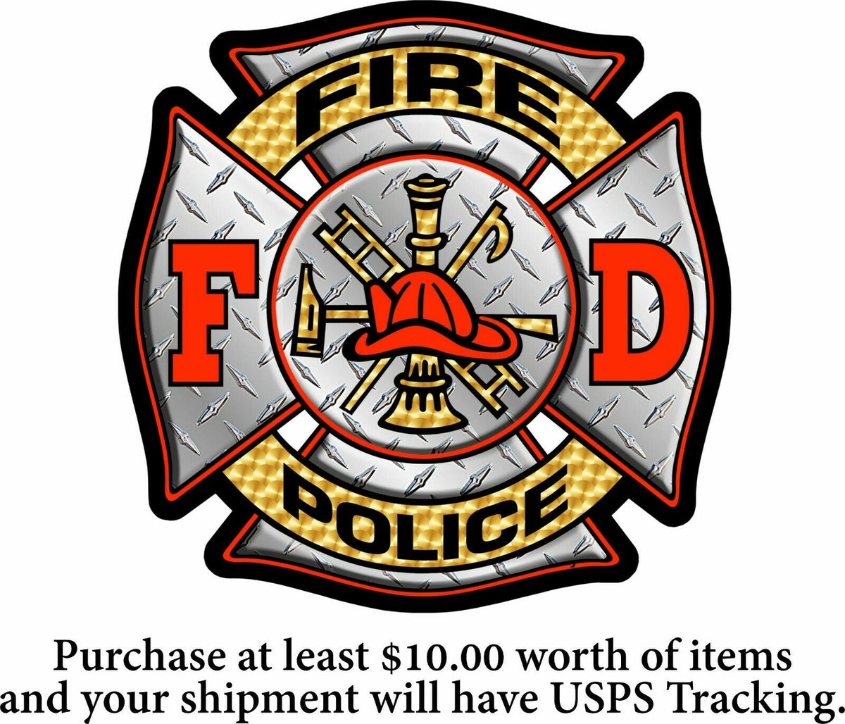 Fire Police Firefighter Decal Sticker - "FIRE POLICE" Maltese Cross Window Decal - Powercall Sirens LLC