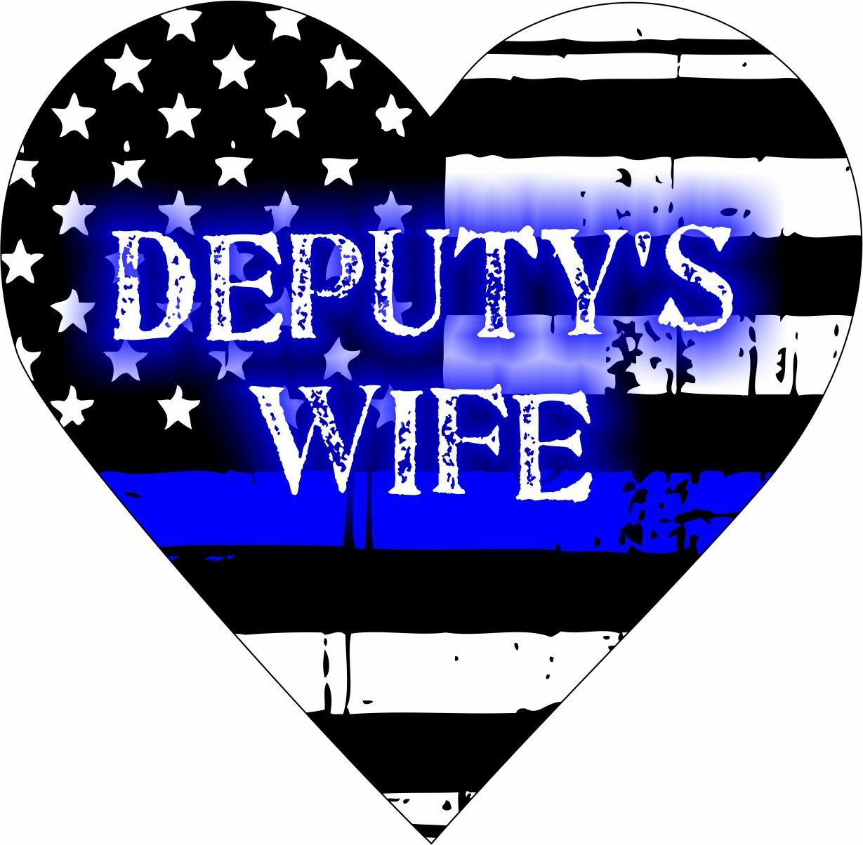 Thin blue line decal-DEPUTY'S WIFE Blue Line Heart Decal - Various Sizes - Powercall Sirens LLC