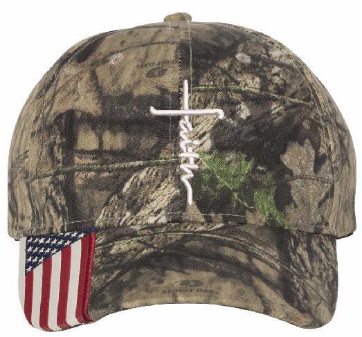 Faith Hat - Embroidered USA300 Adjustable hat w/ flag brim Faith Jesus Christ - Powercall Sirens LLC