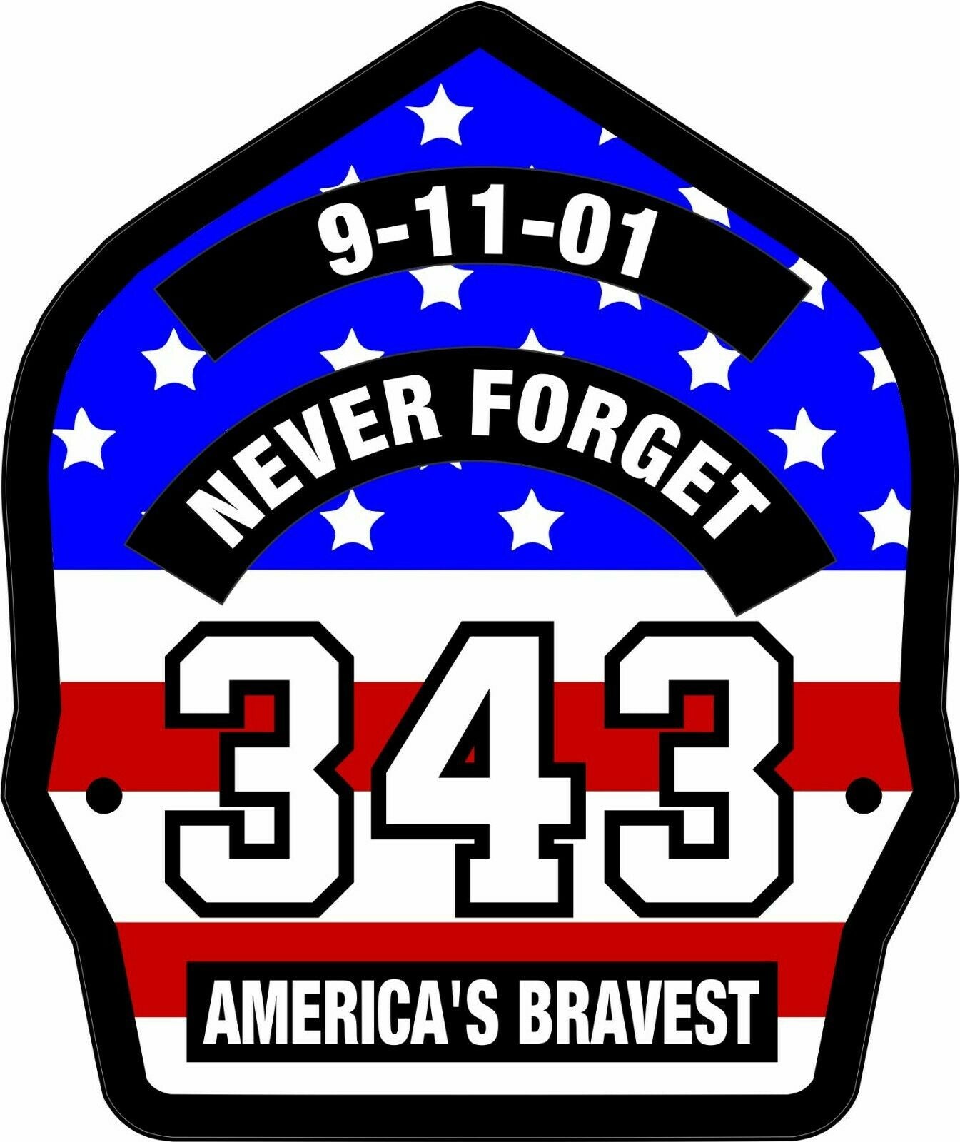 Firefighter Sticker - 9/11 Never Forget 343 USA Flag Style Decal - Var ...