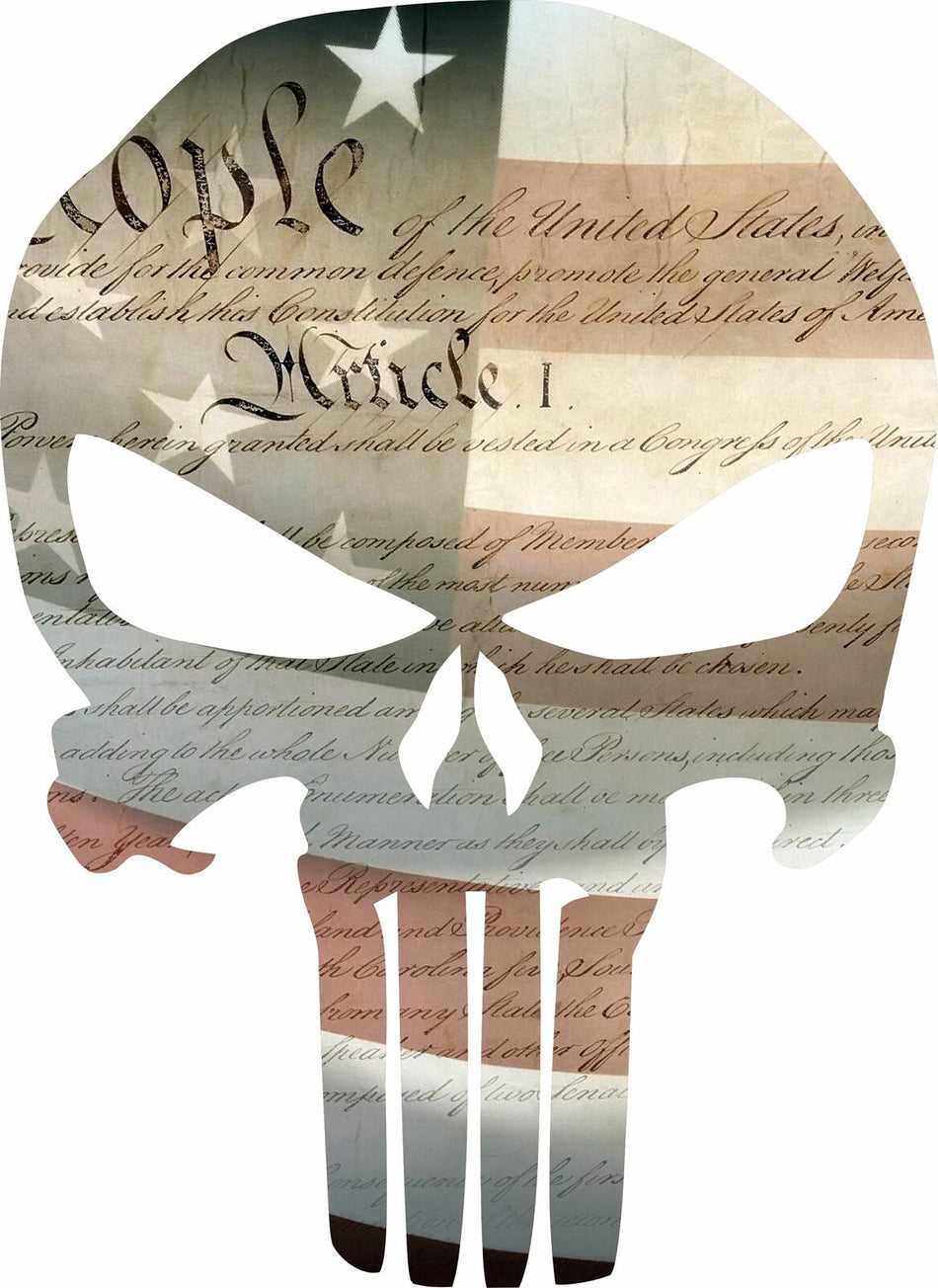 Punisher Skull Constitution Flag Punisher Exterior Decal - Graphic Various Sizes - Powercall Sirens LLC