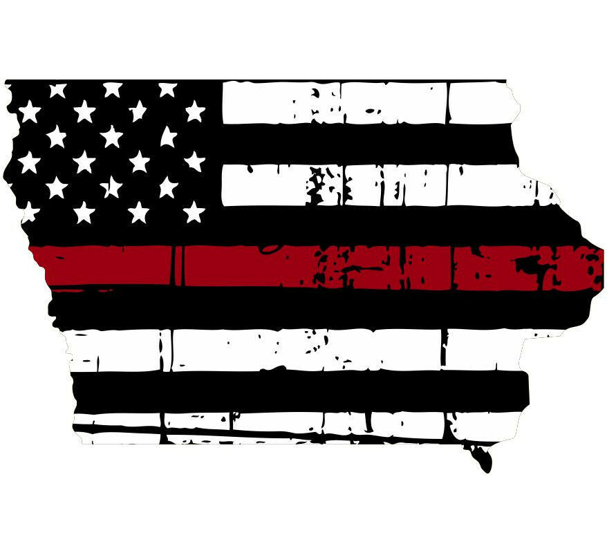 Thin Red Line decal - State of Iowa Tattered Flag Decal - Various Sizes - Powercall Sirens LLC