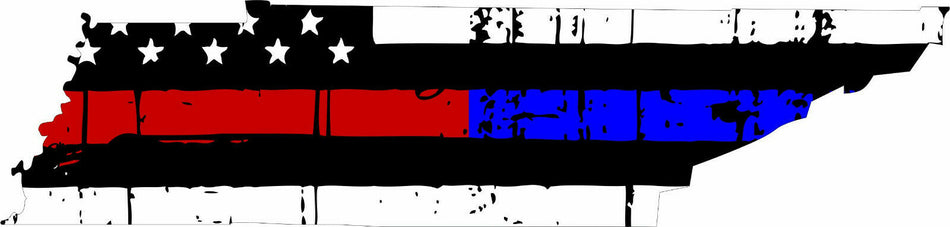 Thin Blue Red line decal - State of Tennessee Tattered Flag Decal Various Sizes - Powercall Sirens LLC