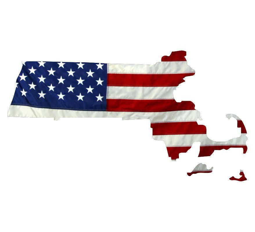 State of Massachusetts Realistic American Flag Window Decal - Various Sizes - Powercall Sirens LLC