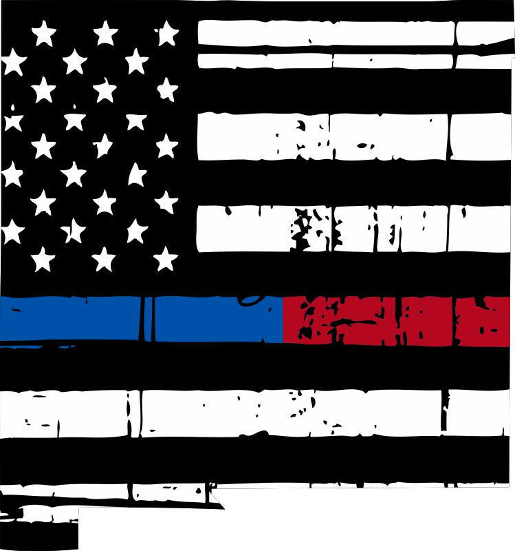 Thin Blue Red line decal - State of New Mexico Tattered Flag Decal - Powercall Sirens LLC