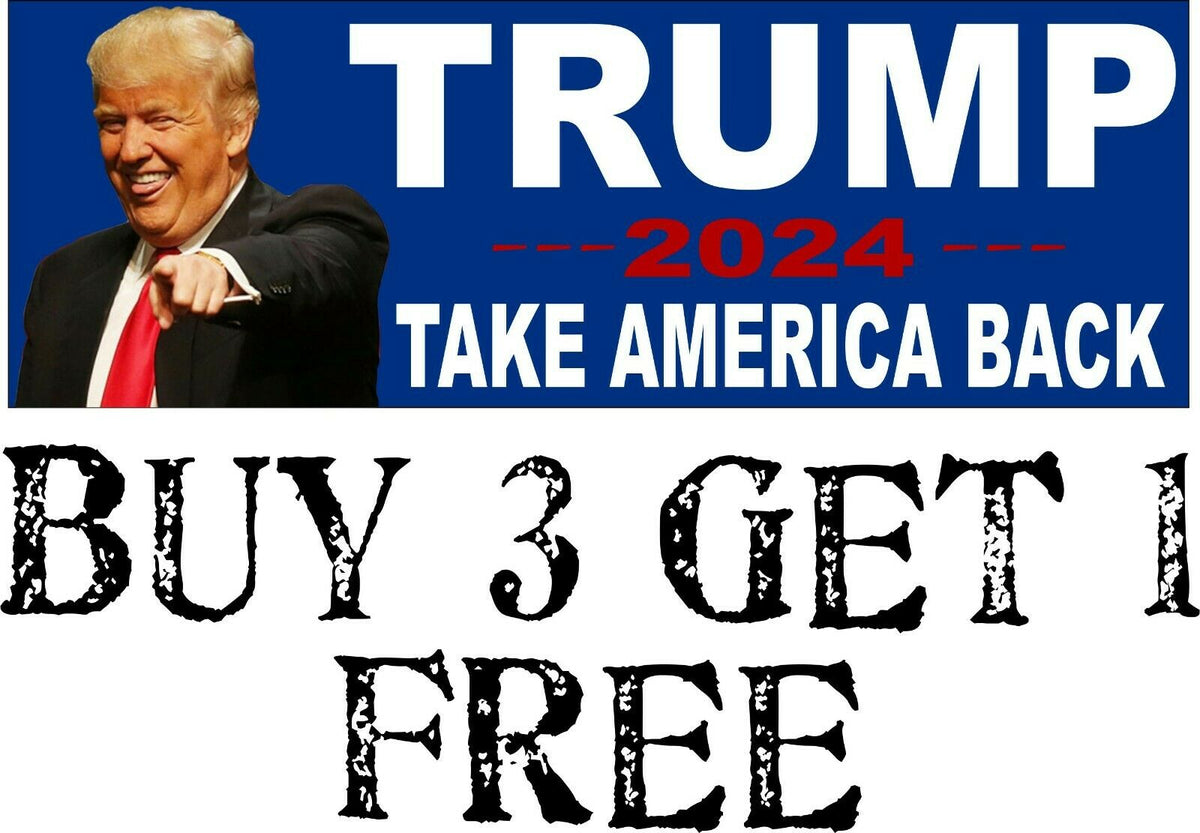 Trump President TAKE AMERICA BACK MAGA 2024 Bumper Sticker 8.7" x 3" Trump 2024 - Powercall Sirens LLC
