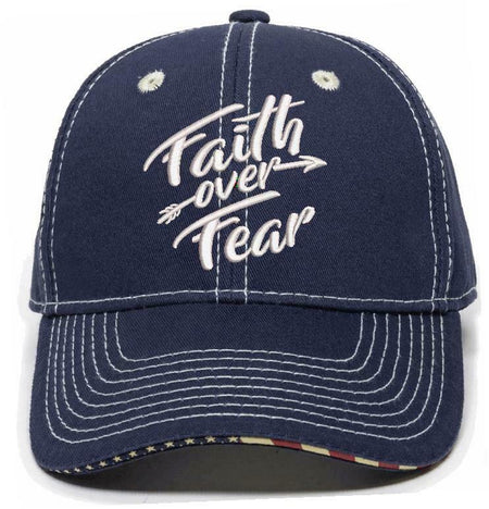 Faith Over Fear Embroidered USA-800 Adjustable Hat with Flag Brim Arrow Style - Powercall Sirens LLC