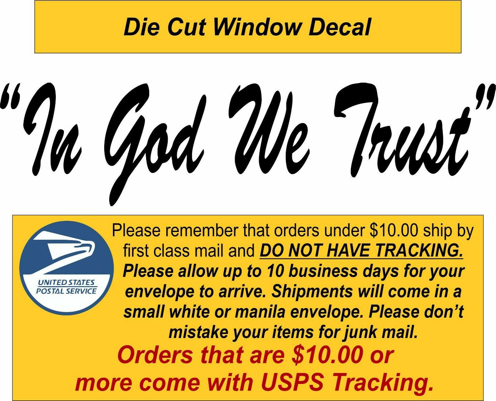 In God We Trust Window Decal - Various Color and Sizes Regular or Reflective - Powercall Sirens LLC