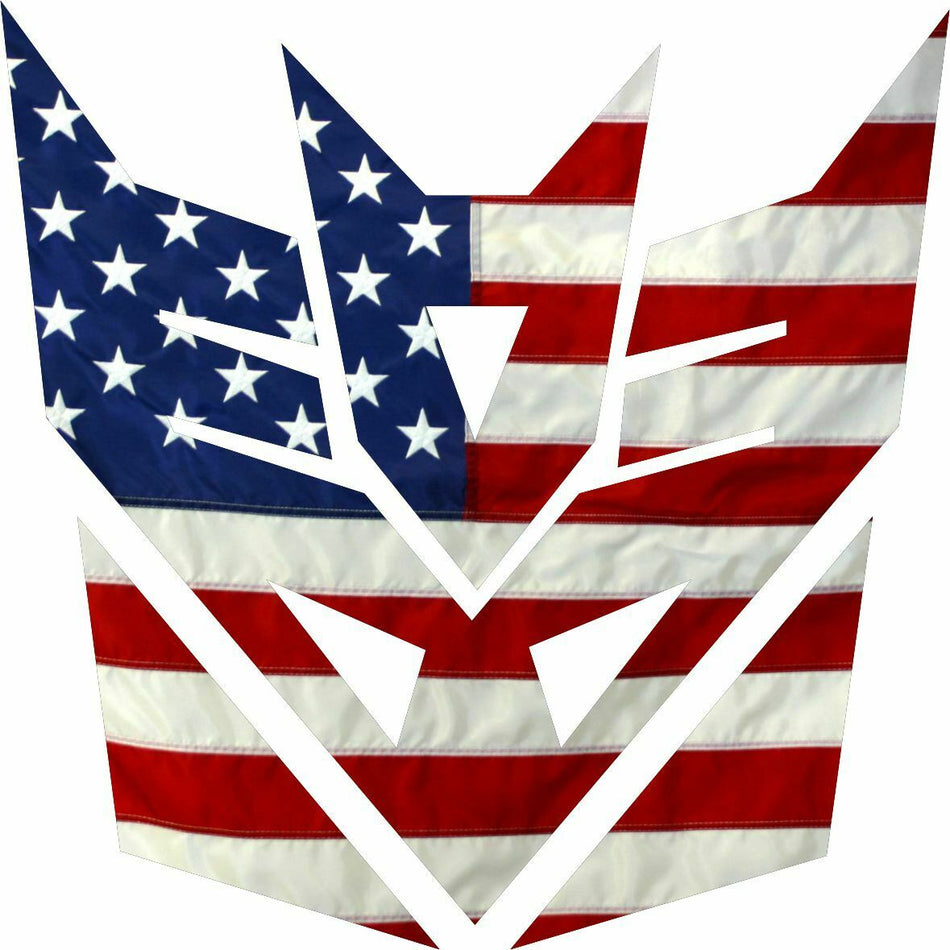 USA Flag Transformer DECEPTICON window Decal- Various sizes Free Shipping - Powercall Sirens LLC