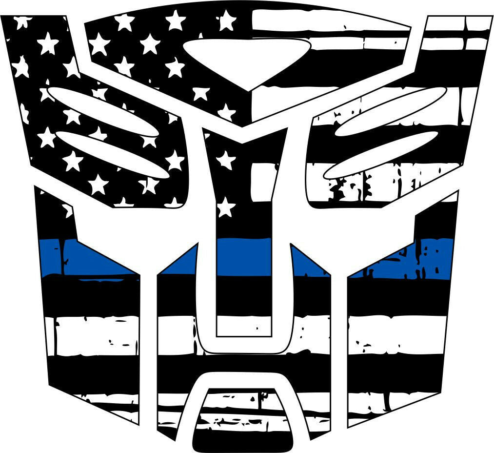 Thin blue line decal - Transformer Autobot Blue Line Decal in many sizes - Powercall Sirens LLC