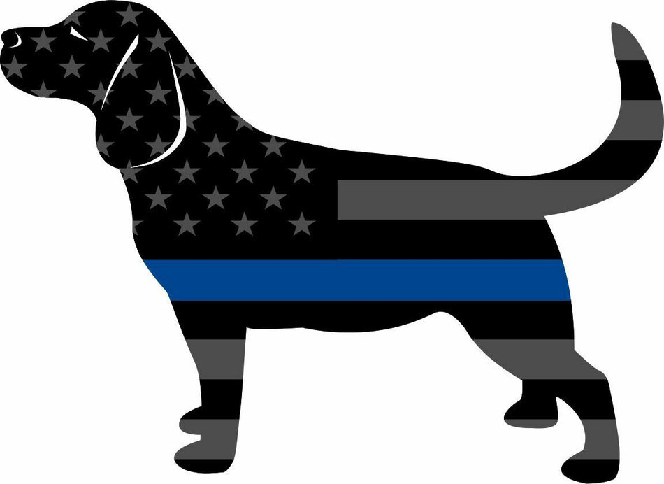 Thin Blue Line K9 Labrador Flag Decal Subdued Doberman Exterior Window Decal - Powercall Sirens LLC