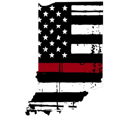 Thin Red line decal - State of Indiana Tattered Flag Decal - Various Sizes - Powercall Sirens LLC