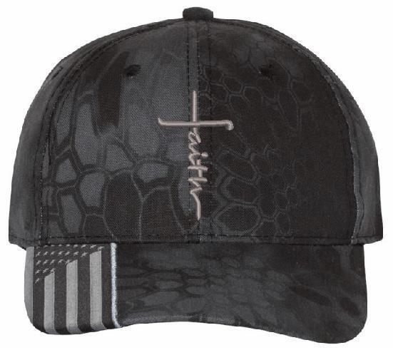 Faith Hat - Embroidered USA300 Adjustable hat w/ flag brim Faith Jesus Christ - Powercall Sirens LLC