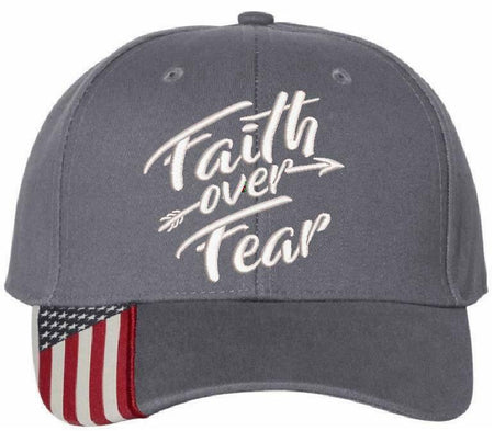 Faith Over Fear Embroidered USA-300 Adjustable Hat with Flag Brim Arrow Version - Powercall Sirens LLC