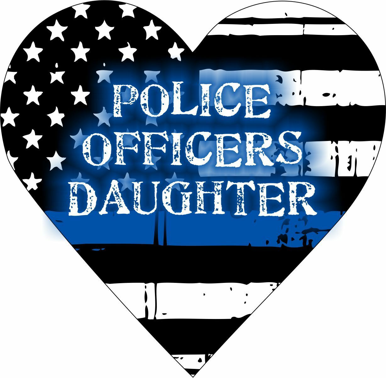 Thin blue line decal-Police officer's daughter heart window decal-various sizes - Powercall Sirens LLC