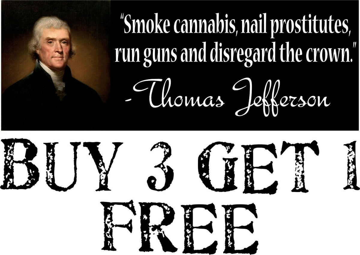 Thomas Jefferson Bumper Sticker Founding Father 2nd Amendment Guns 8.7" x 3" - Powercall Sirens LLC