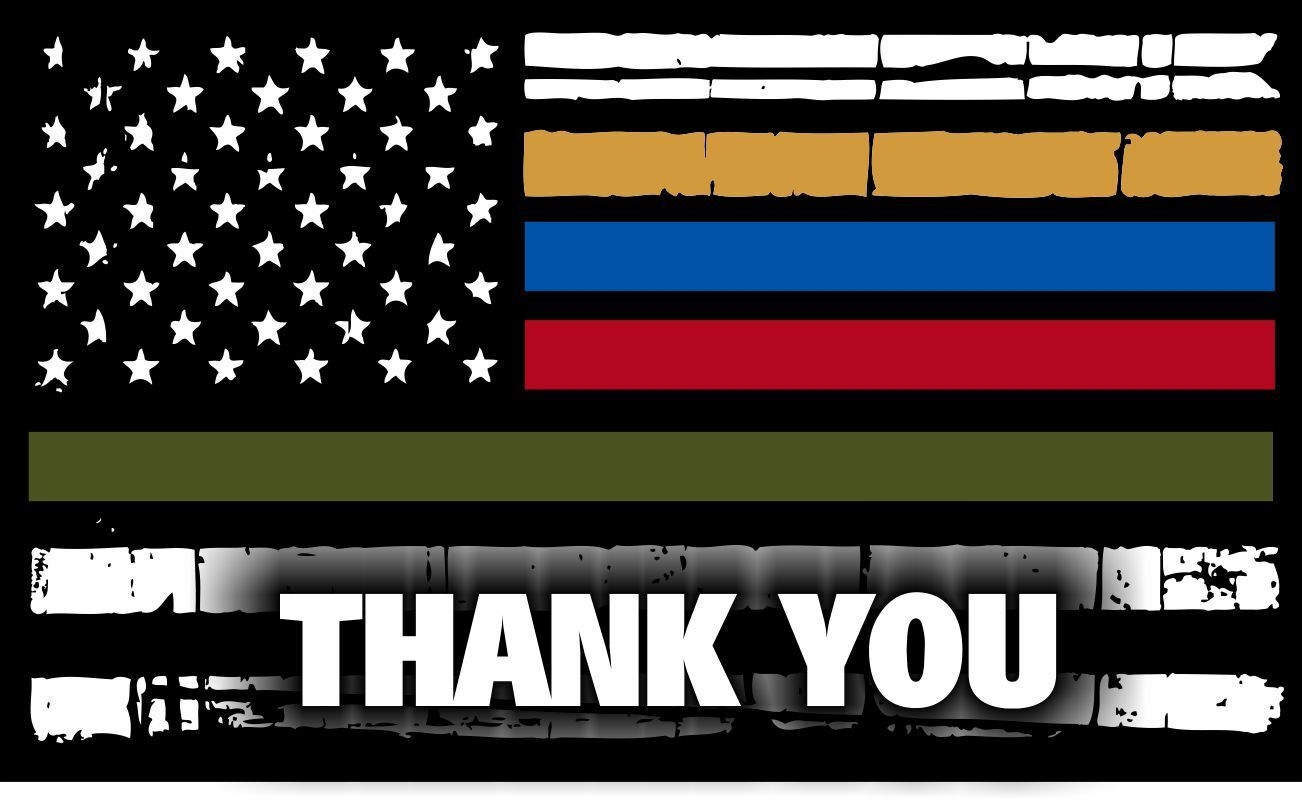 Thin Blue Line Red Line Military Dispatcher Tattered Flag - Various Sizes - Powercall Sirens LLC