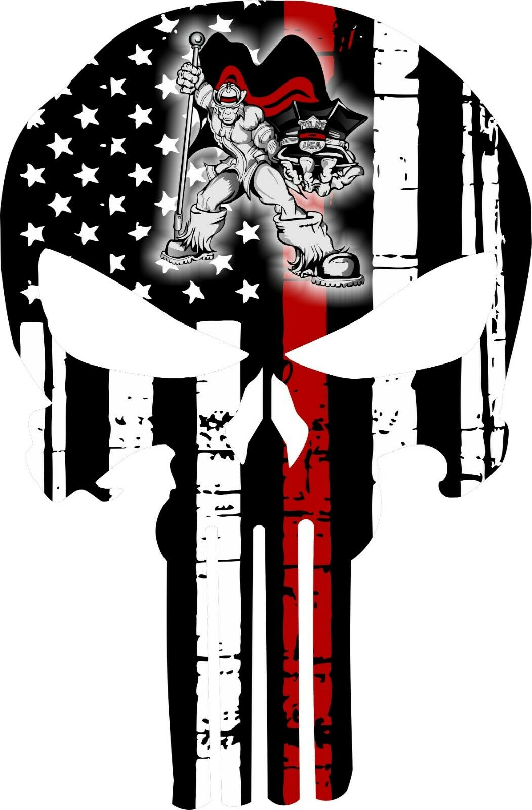 Thin Red Line Punisher Decal - Super Police Hero Punisher - Various Sizes - Powercall Sirens LLC
