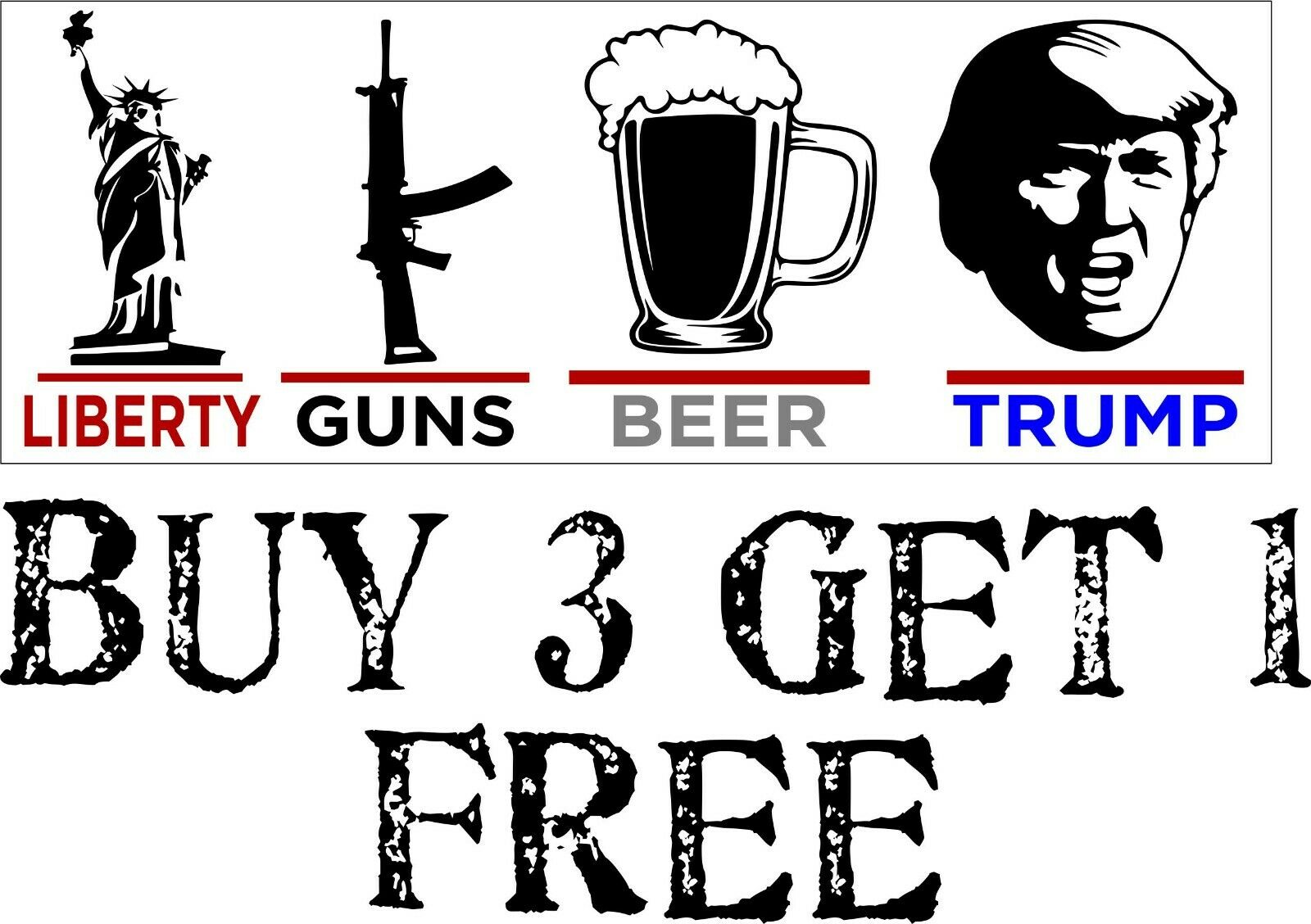 Guns Liberty Beer Trump Bumper Sticker 8.7" x 3" - Powercall Sirens LLC