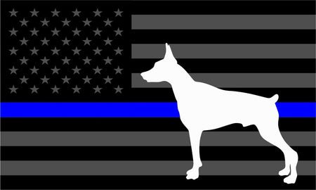 Thin Blue Line Doberman Tactical Police Law Enforcement Reflective Window Decal - Powercall Sirens LLC