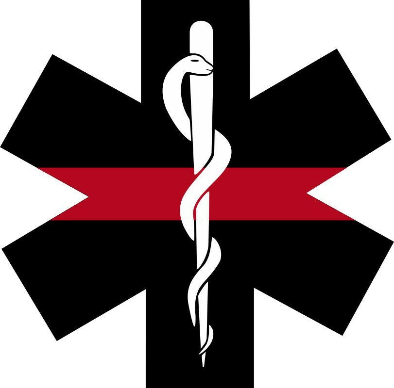 Star of Life EMS Thin Red line Firefighter decal - Powercall Sirens LLC