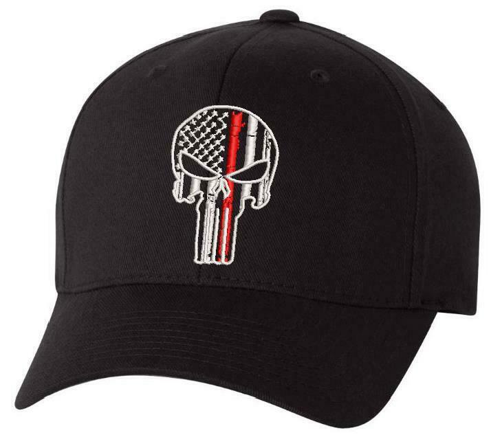 Thin Red Line Firefighter Punisher Hat Flex or Adjustable Hat, Various Sizes - Powercall Sirens LLC