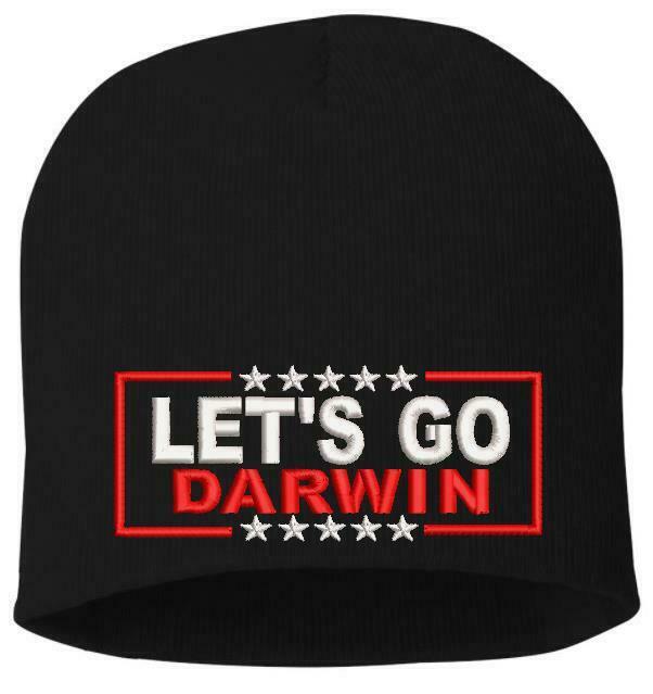 Lets go Darwin Winter Hat - Embroidered Cuff or Beanie Navy Blue or Black Hat - Powercall Sirens LLC