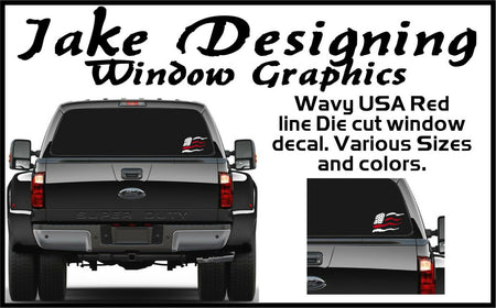 Thin RED line decal - Die Cut USA Flag RED line window Decal - Various Sizes - Powercall Sirens LLC