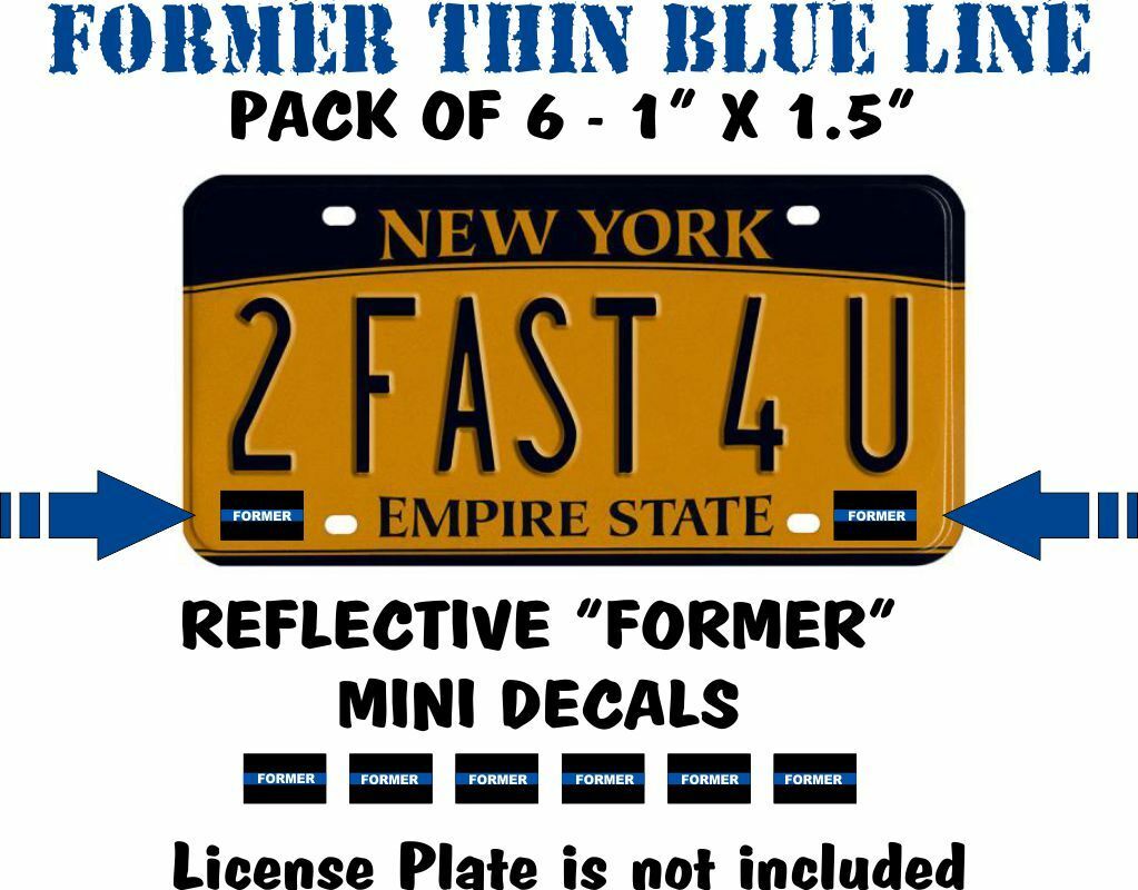 FORMER Thin Blue Line decals - Mini Pack.  6 -1.5" x 1" FORMER BLUE LINE Decals - Powercall Sirens LLC