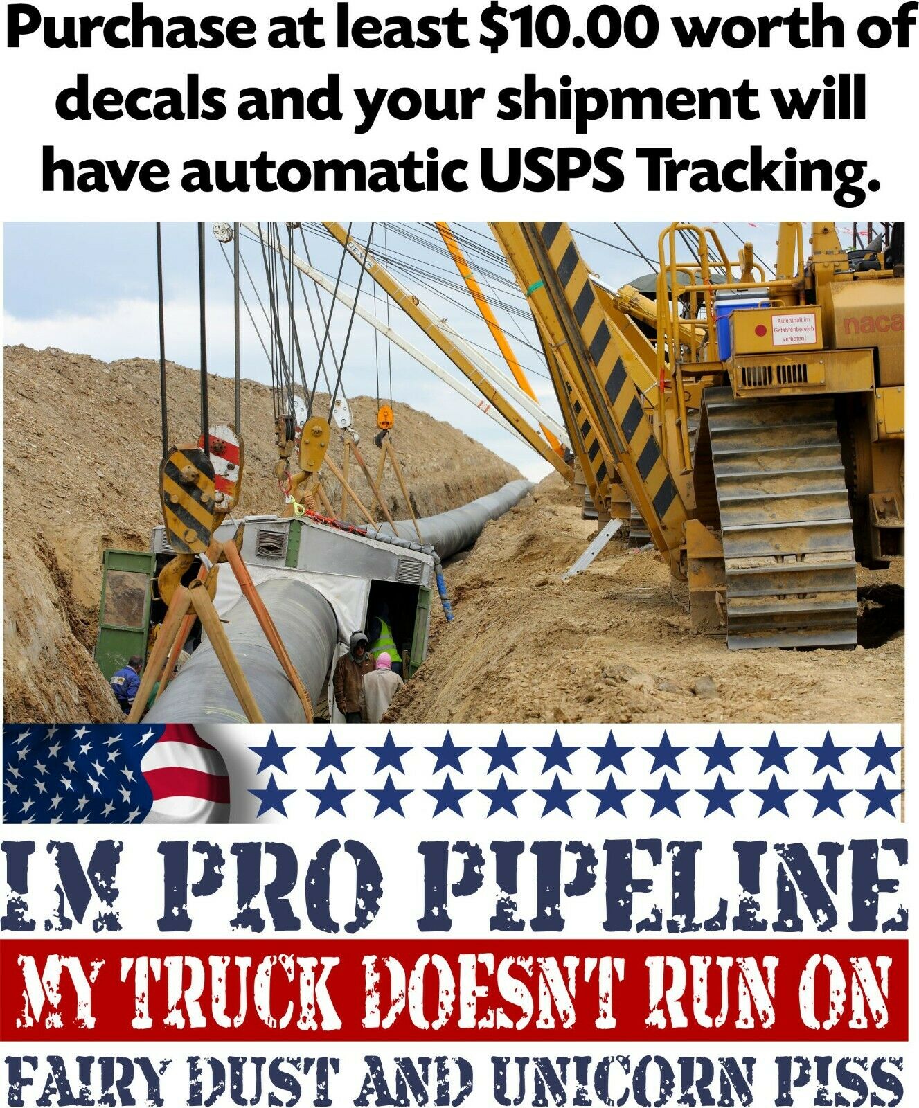 I"M Pro Pipeline My Truck Doesn't Run On Fairy Dust And Unicorn Piss Sticker 6x6 - Powercall Sirens LLC