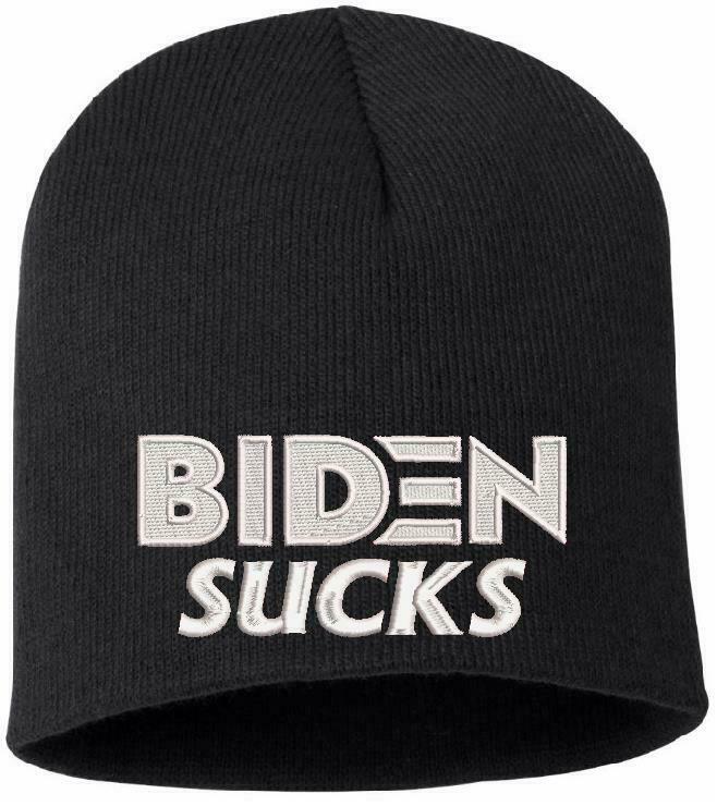 BIDEN SUCKS Embroidered Winter Hat-Cuff or Beanie Style FU46 FJB Trump 2024 - Powercall Sirens LLC