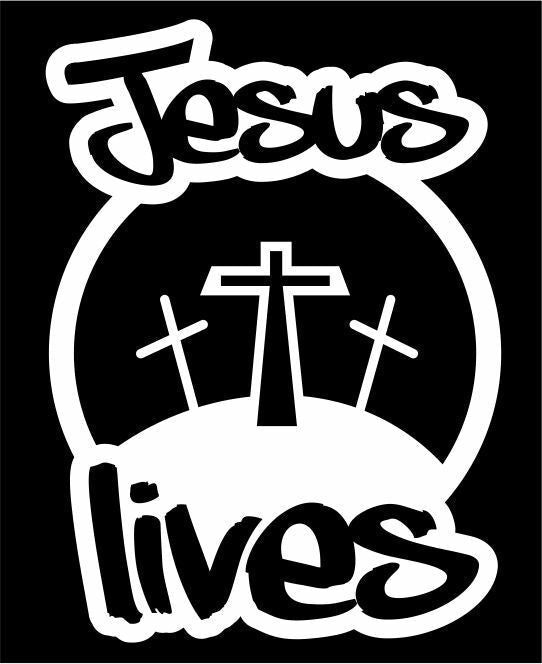 Religious Christian Exterior Window Decal Jesus Lives Various Sizes - Powercall Sirens LLC