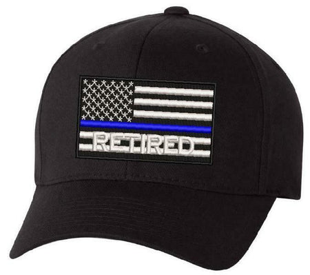 Thin blue Line Retired USA Flag Embroidered Hat - Police Hat LEO Hat Free Ship - Powercall Sirens LLC