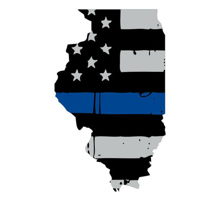 Thin Blue Line Decal - State of Illinois window vinyl sticker - Various Size - Powercall Sirens LLC