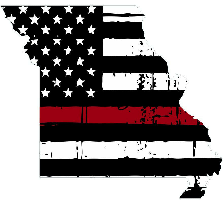 Thin Red line decal - State of Missouri Tattered Flag Decal - Various Sizes - Powercall Sirens LLC