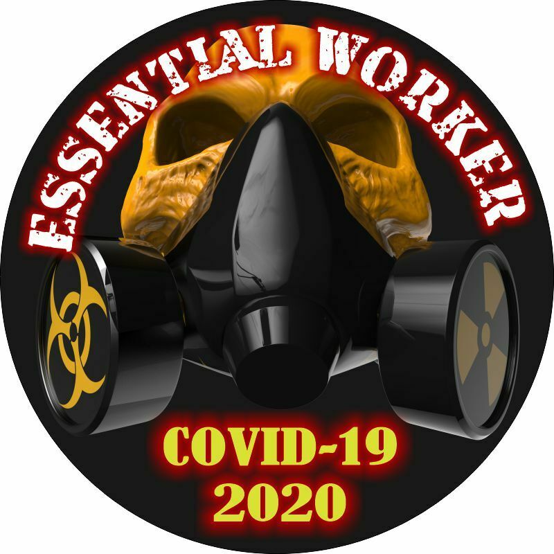 Essential Worker Sticker - Yellow Skull Virus Style Window Decal - Various Sizes - Powercall Sirens LLC