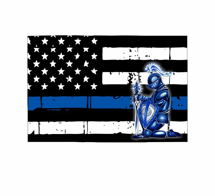 Thin Blue line decal - State of Colorado Kneeling Knight Decal - Various Sizes - Powercall Sirens LLC