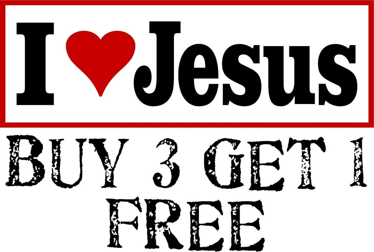 I love Jesus Bumper Sticker Vinyl Decal God Christianity Heart Religious JESUS - Powercall Sirens LLC