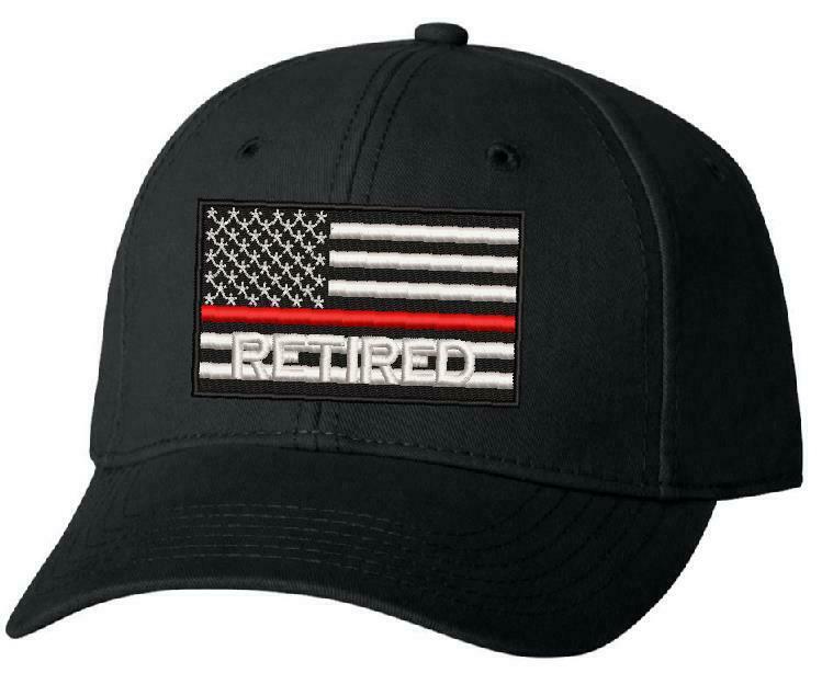 Thin RED Line Retired USA Flag Embroidered Hat - Firefighter Hat Free Shipping - Powercall Sirens LLC