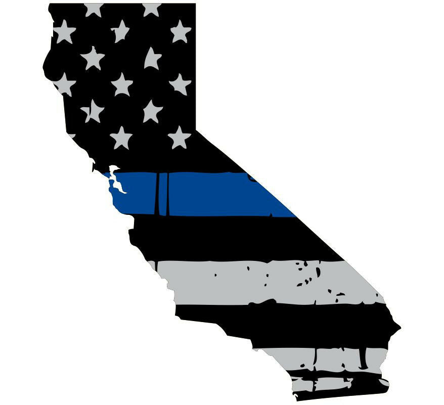 Thin Blue Line Decal - State of California window vinyl sticker - Various Size - Powercall Sirens LLC