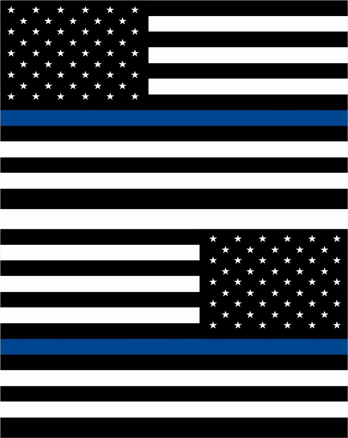 Police Officer Thin Blue Line Reverse reflective American Flag Decals 3.75x 2.25 - Powercall Sirens LLC