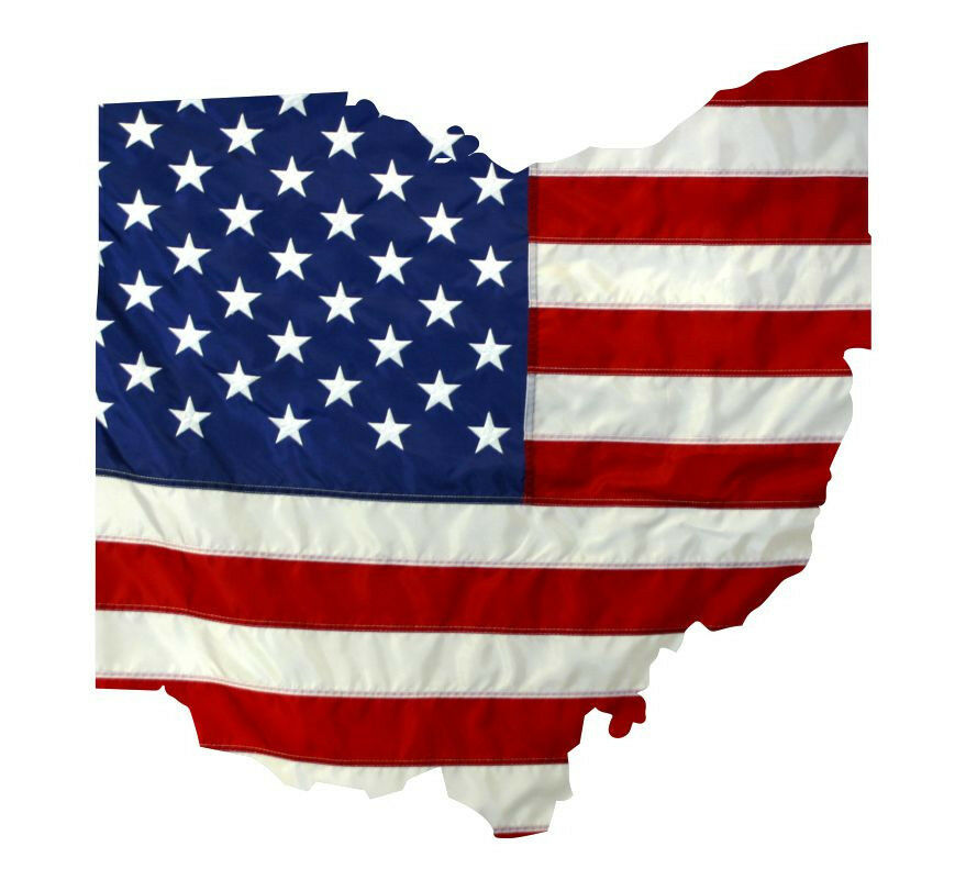 State of Ohio Realistic American Flag Window Decal - Various Sizes - Powercall Sirens LLC