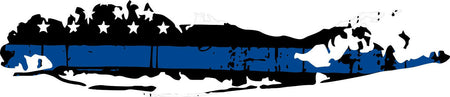 Thin Blue Line Tattered Decal - Long Island New York Blue Line Reflective Decal - Powercall Sirens LLC