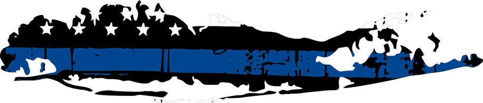 Thin Blue Line Tattered Decal - Long Island New York Blue Line Reflective Decal - Powercall Sirens LLC