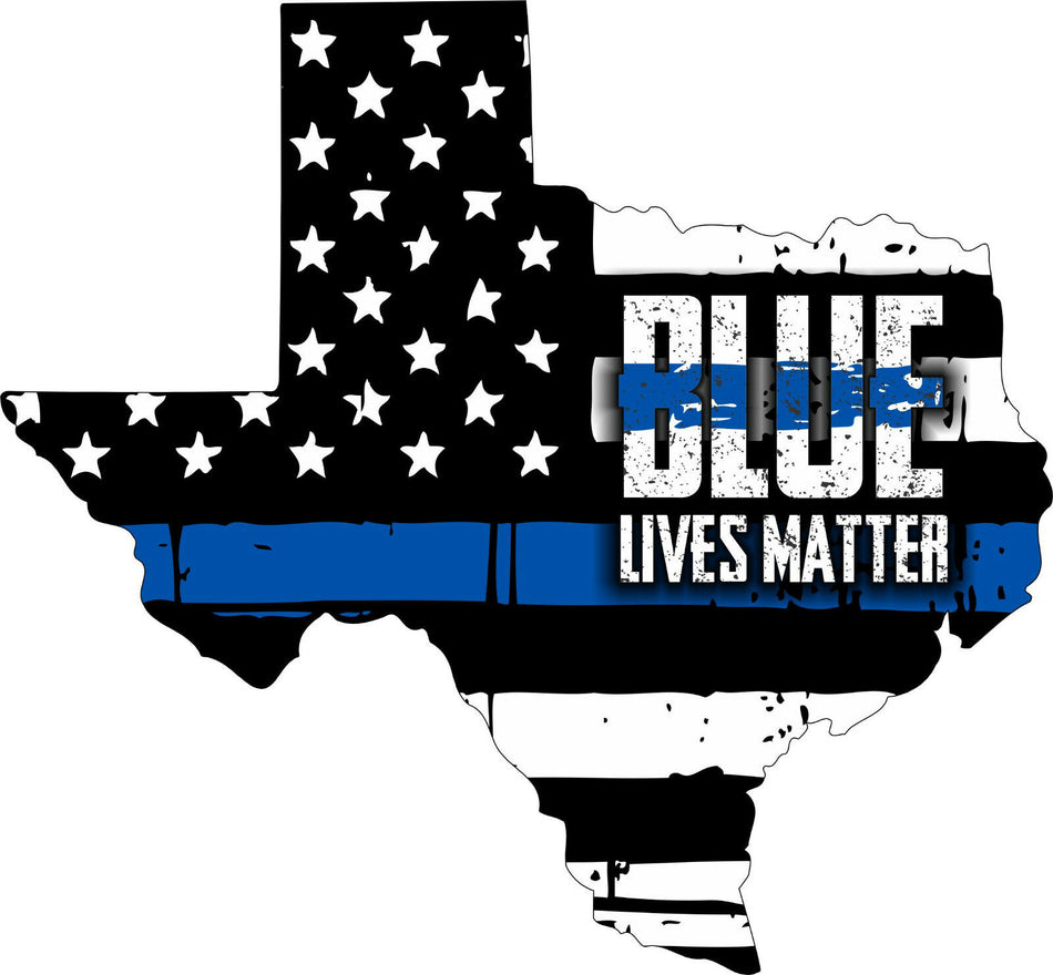 Thin Blue line decal - State of Texas BLUE LIVES MATTER Decal - Various Sizes - Powercall Sirens LLC