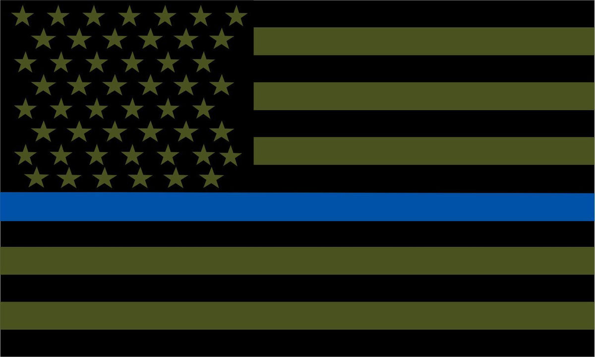 Thin Blue Line Olive Drab Blue Line MAGNET - Size, Regular or Reflective Options - Powercall Sirens LLC
